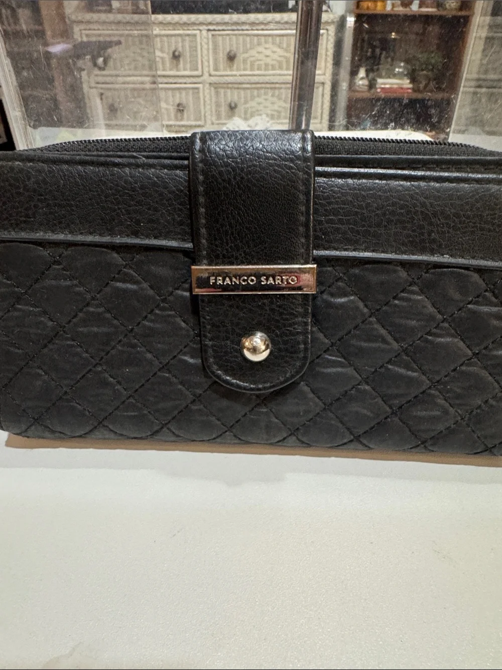 Franco Sarto Black Quilted Women's Wallet Clutch